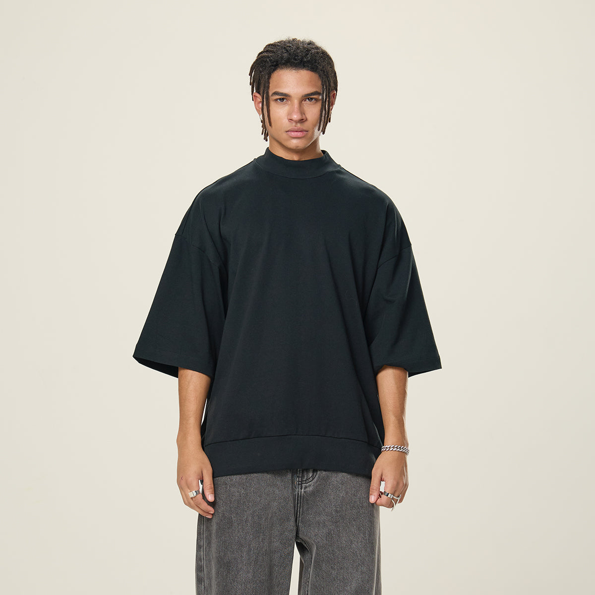 Heavyweight Oversized Mock-Neck Tee 9.15oz