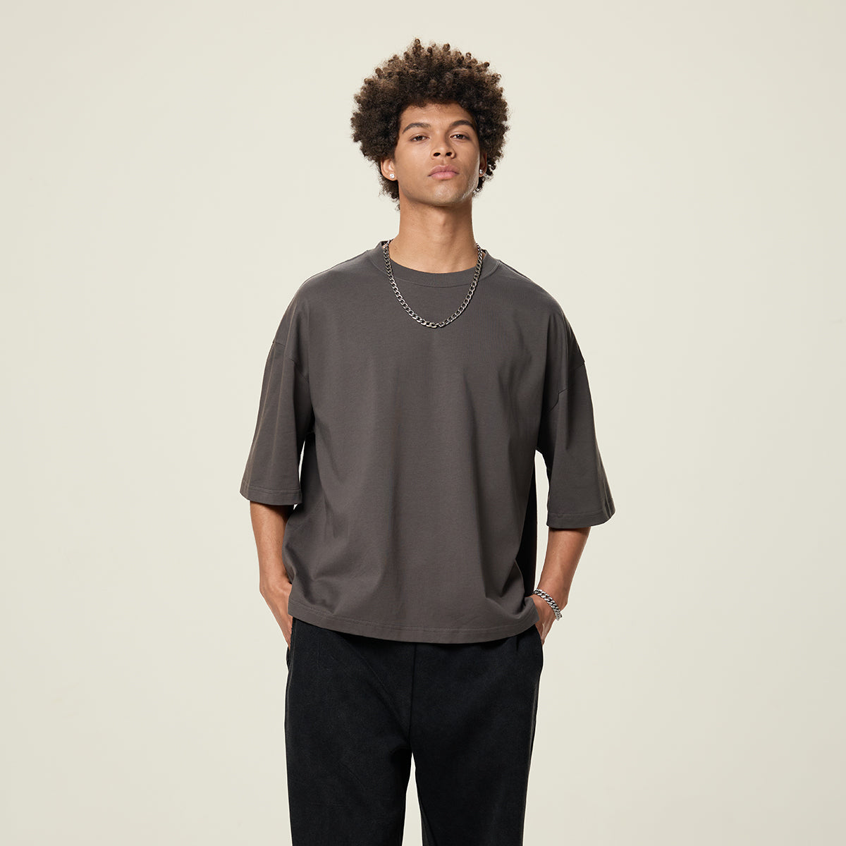 Plain Color Boxy Cotton T Shirt 6.9oz