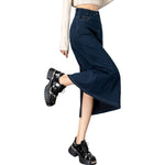 Women's Straight-Cut Jersey Denim Midi Skirt