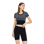 Striped Cropped Short-Sleeve Tee