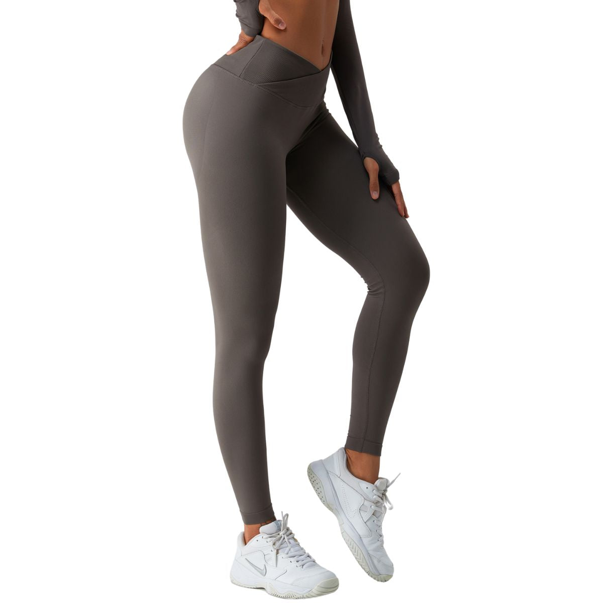 Women's Solid Color Crossover Leggings