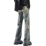 Relaxed Fit Whisker Ripped Denim Jeans