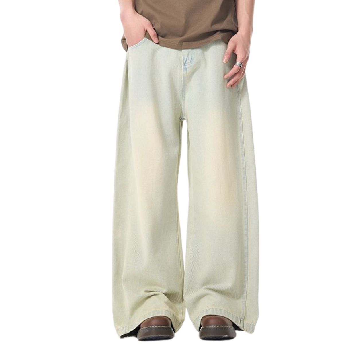 Vaqueros oversize de mezclilla lavados con lavado pesado