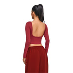 Low-Back Seamless Long-Sleeve Crop Tee