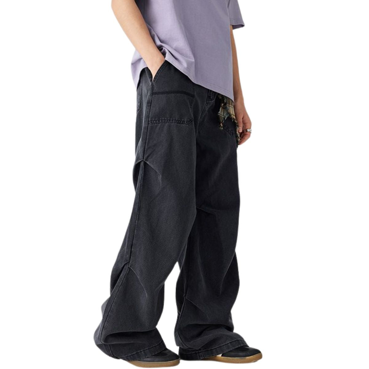 Vaqueros oversize con pliegues laterales