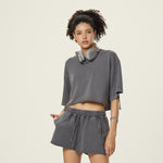 Vintage Washed Raw Edge Crop Tee 8.4oz