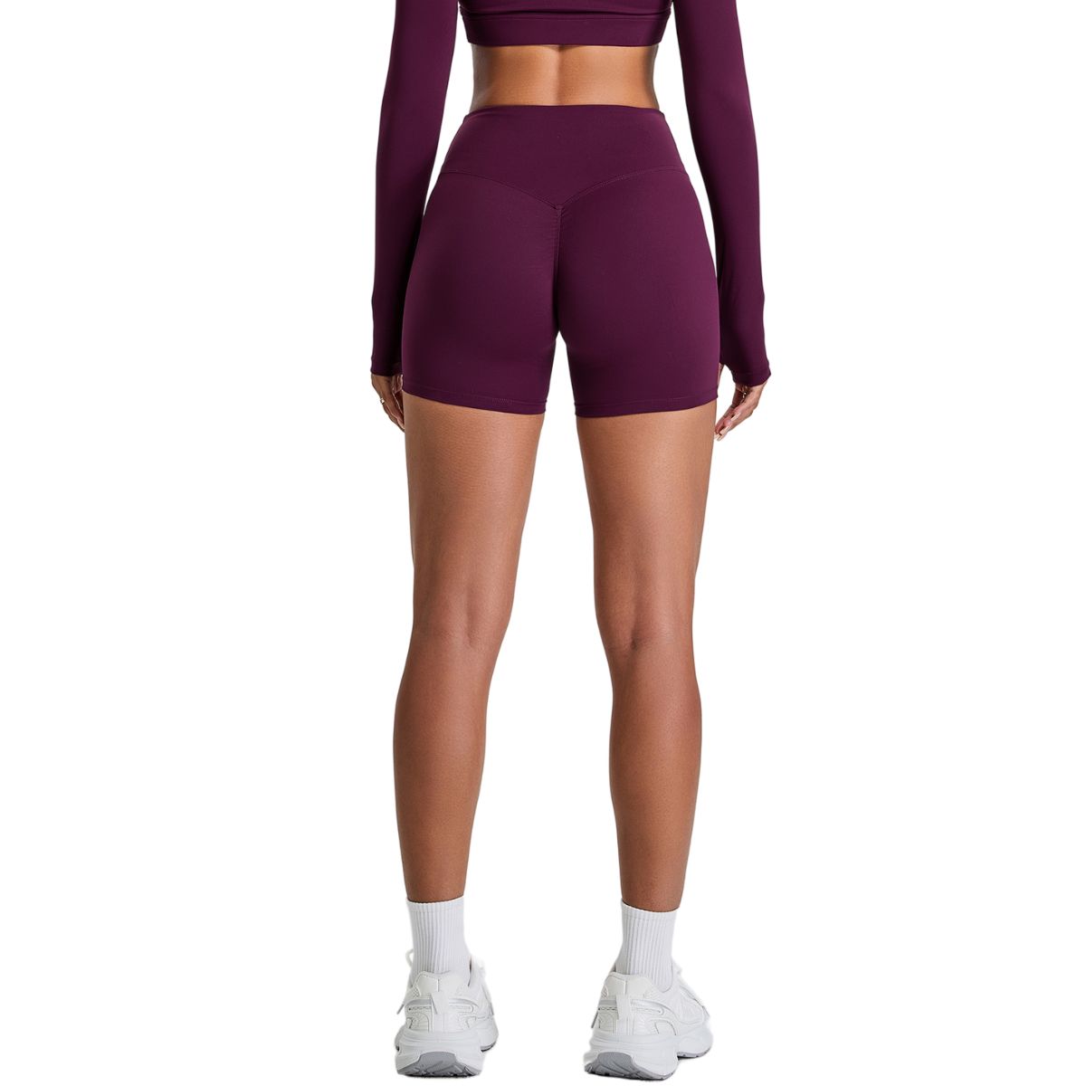 Solid Color Booty-Lifting Yoga Shorts