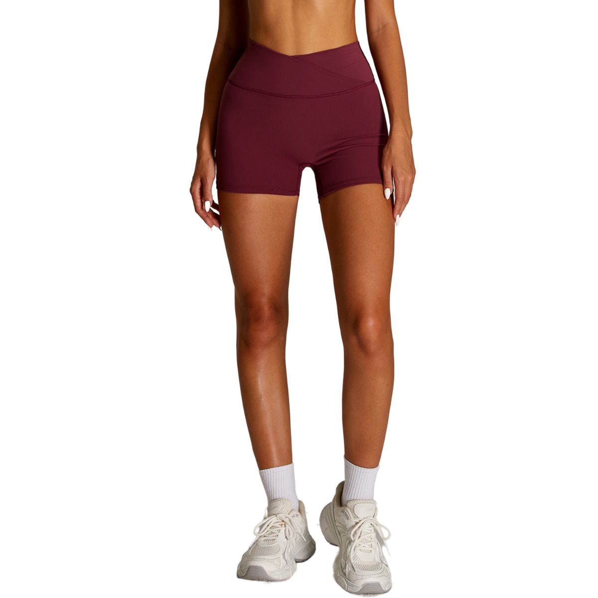Solid Color Crossover Yoga Shorts