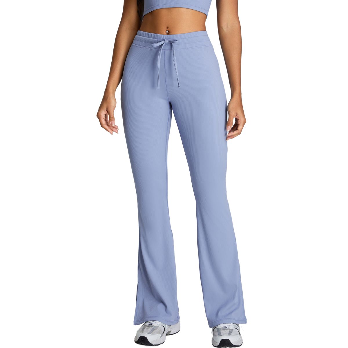 Drawstring Split-Hem Flare Leggings