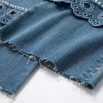 Risen Jeans Pearl-Embellished Embroidered Patchwork Cut-Out Jeans
