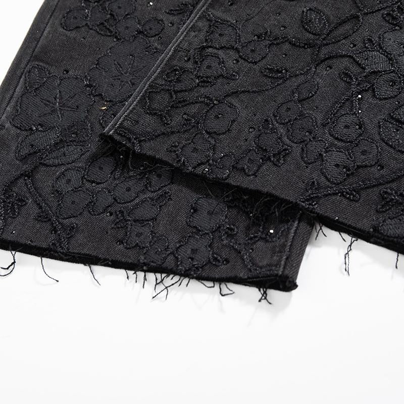 Risen Jeans Rhinestone & Rope Embroidery Straight Leg Jeans