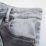 Risen Jeans Patchwork Pearl-Frog Closure Embroidered Jeans