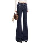 Women's Low-Waisted Flared Knit Jeans