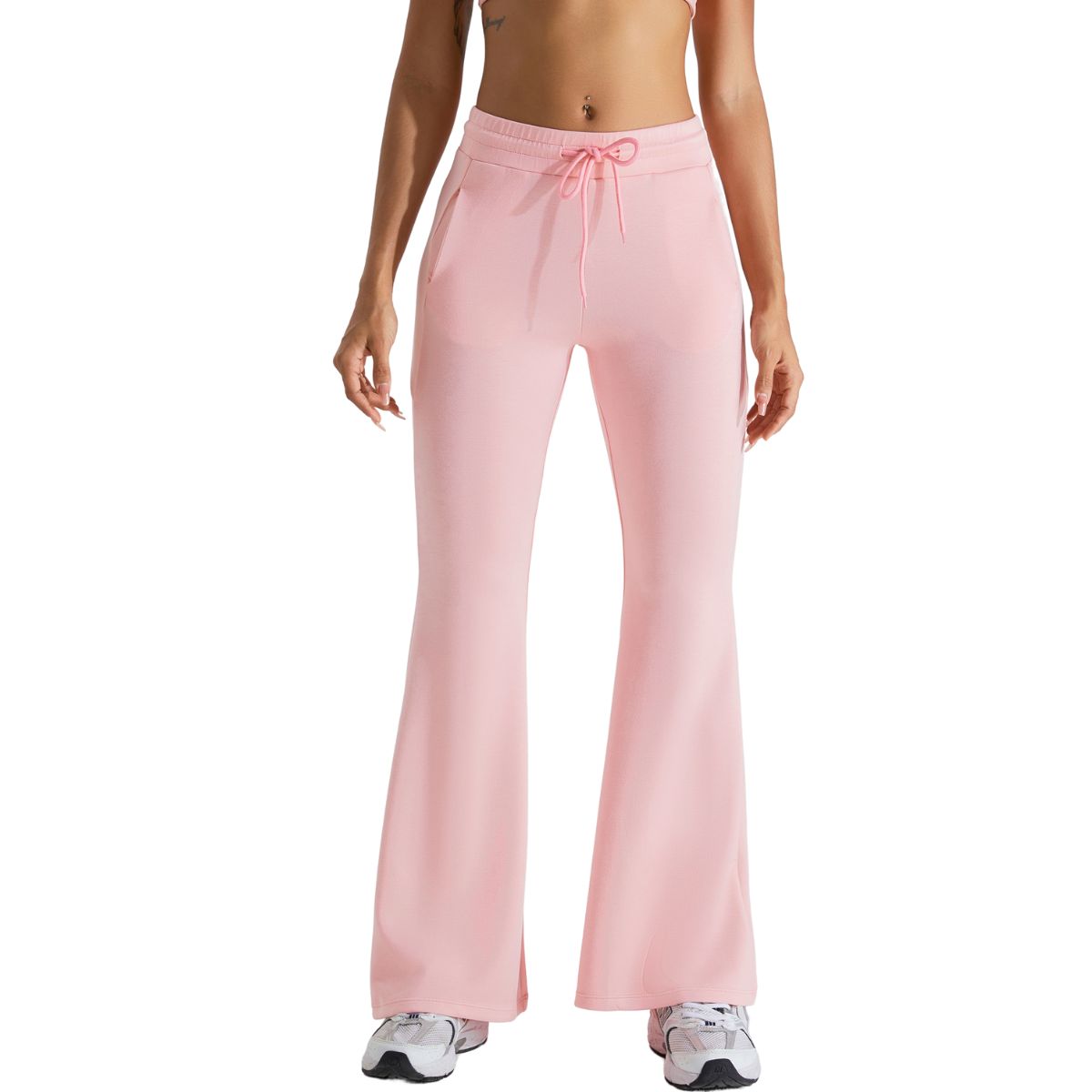 Drawstring-Waist Flare Workout Pants