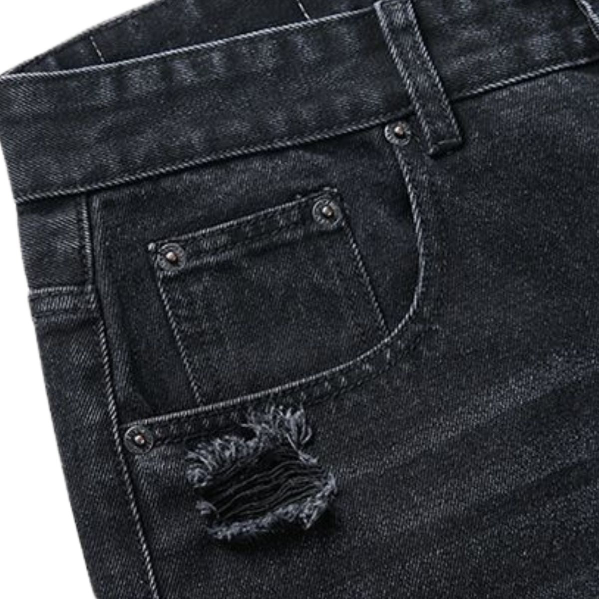 Star Applique Ombre-Faded Ripped Jeans