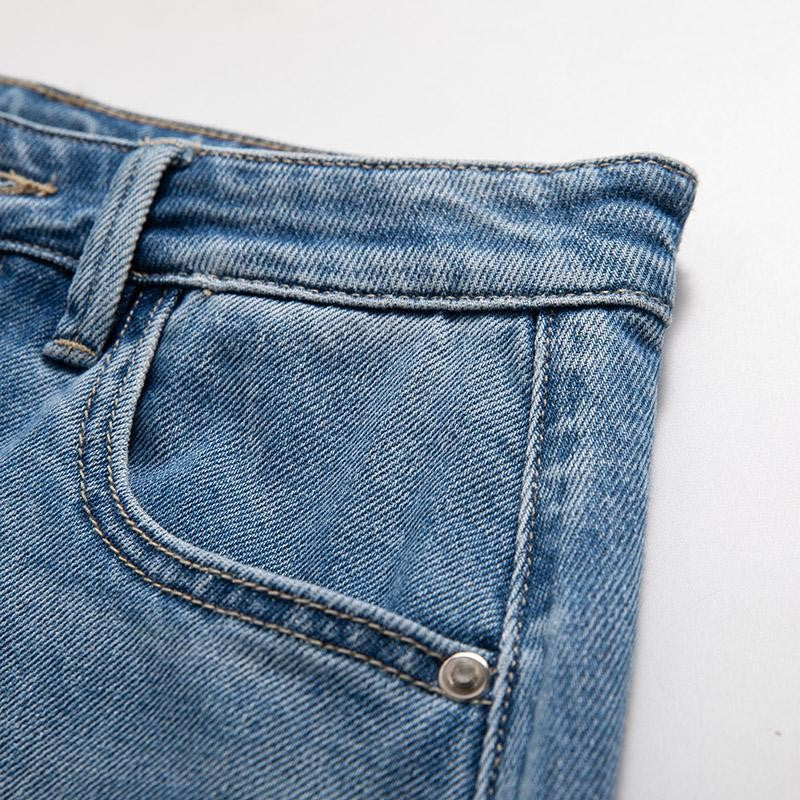 Embroidered Patchwork Cut-Out Denim Skirt