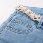 Risen Jeans Raw Hem Ethnic Motif Embroidery Flared Jeans
