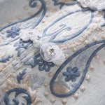 Raw-Edge Hem Heavily Embroidered Denim Skirt