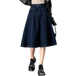 High-Waisted A-Line Knit Denim Skirt