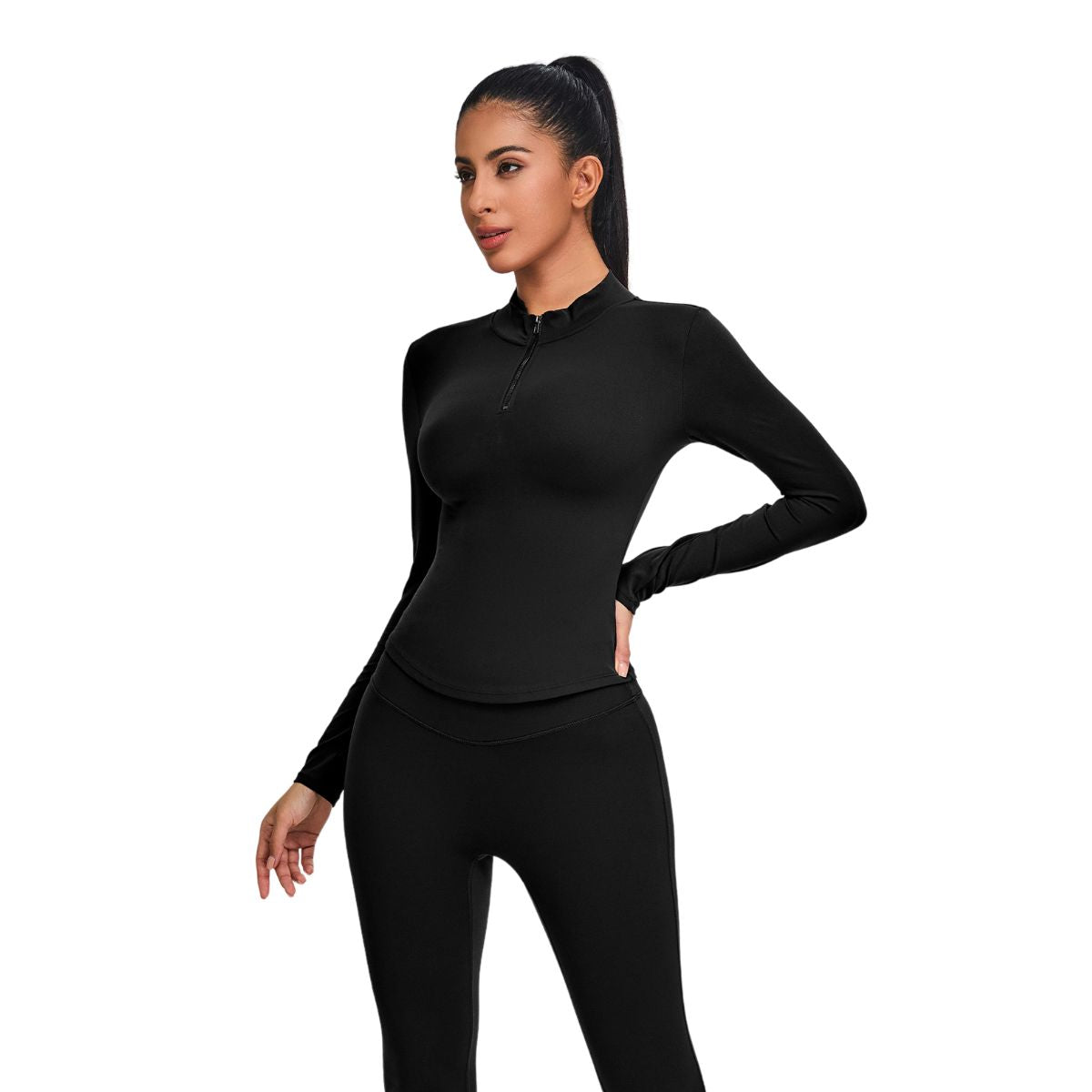 Half-Zip Long-Sleeve Seamless Top