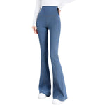 High-Waist Knit Denim Flare Pants