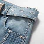 Risen Jeans Wide-Leg Rhinestone & Embroidered Cut-Out Jeans