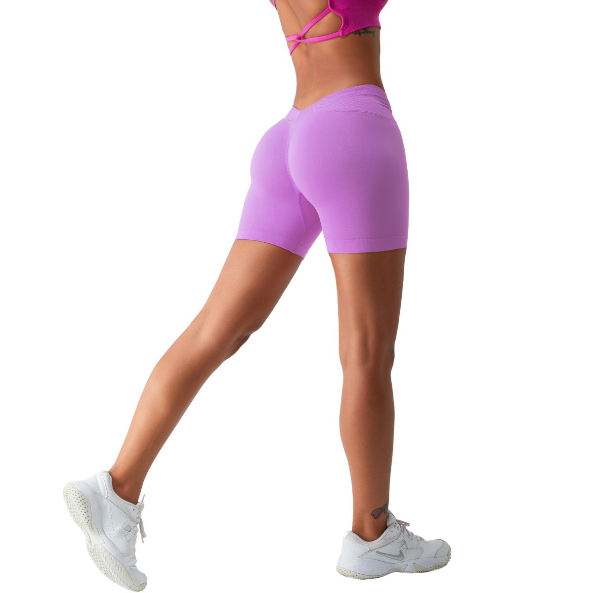 Solid Color V Waist Yoga Shorts