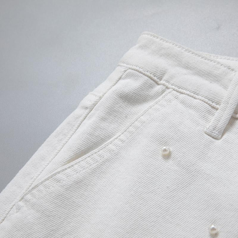 Pearl-Embellished Asymmetric Cut-Out Shorts