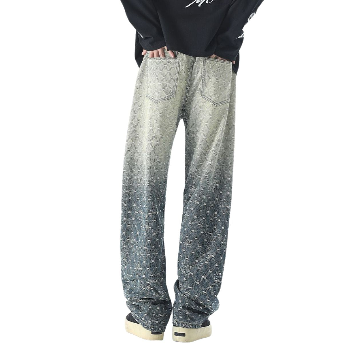 Ombre Jacquard Relaxed Fit Denim Trousers