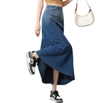 High-Waisted A-Line Maxi Knit Denim Skirt