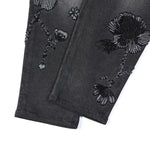 Risen Jeans Sequined & Beaded Floral Embroidery Tapered Ankle Jeans