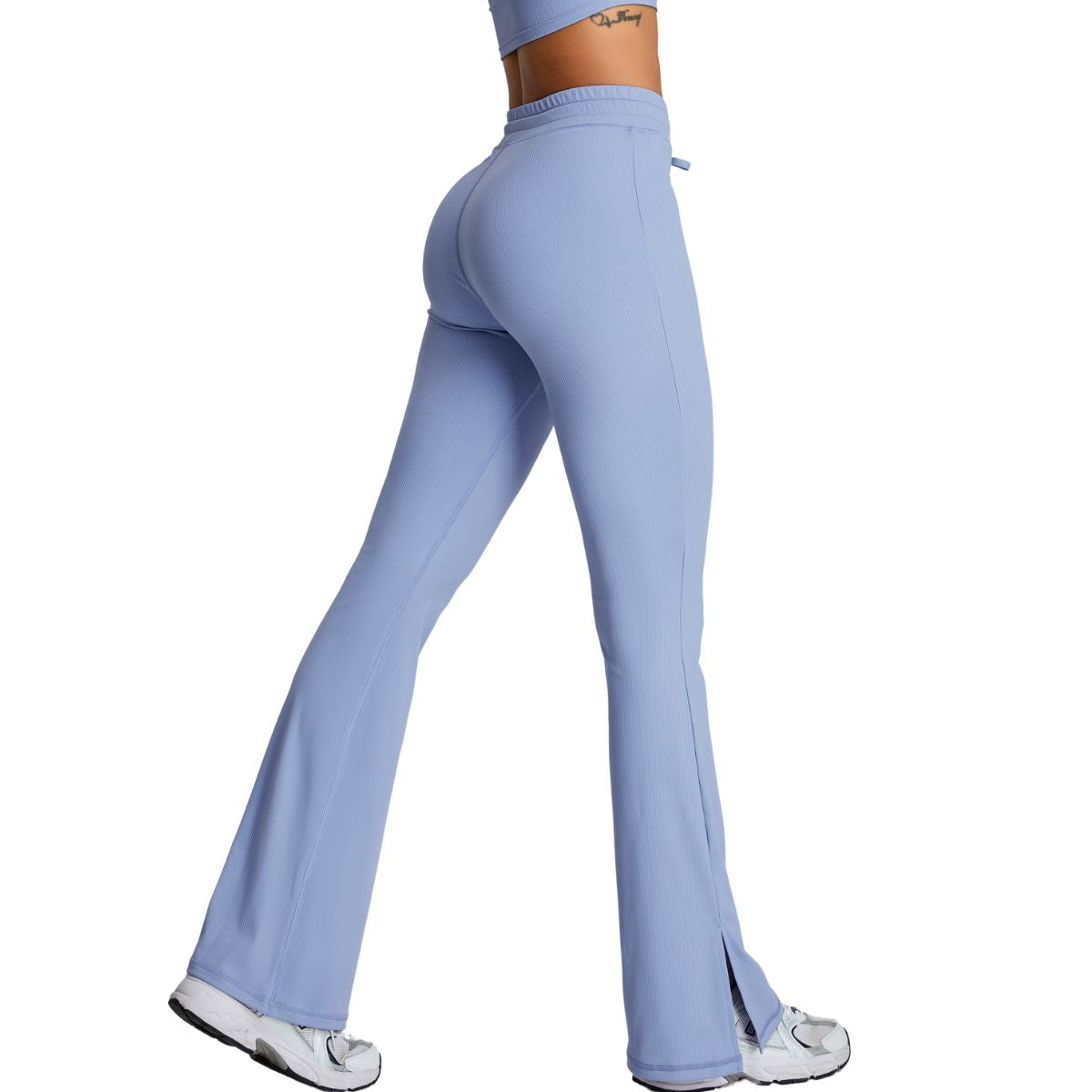 Drawstring Split-Hem Flare Leggings