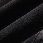 Raw-Edge Hem Heavily Embroidered Denim Skirt