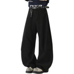 Solid Color Barrel Leg Cotton Trousers