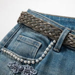 Risen Jeans Pearl-Frog Embroidered Wide-Leg Jeans