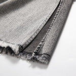 Vintage-Wash Pearl-Embroidered Denim Skirt