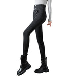 High-Waisted Button-Front Skinny Jeggings