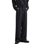 Solid-Color Single Pleat Trousers