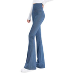 High-Waist Knit Denim Flare Pants