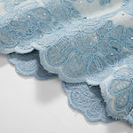 Heavy-Embroidered Rhinestone Denim A-Line Skirt