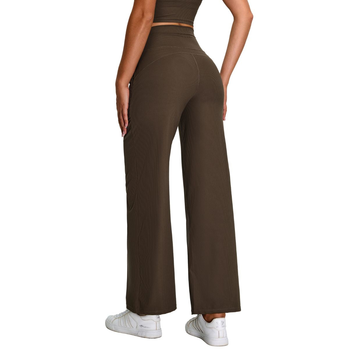 High-Waisted Solid Color Wide-Leg Yoga Pants