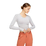 Top corto de rayas de manga larga