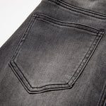 Embroidered & Rhinestone-Transferred Denim Skirt