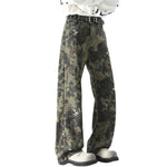 Snake Print Relaxed Fit Denim Trousers