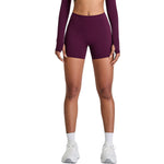 Solid Color Booty-Lifting Yoga Shorts