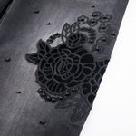 Risen Jeans Pearl-Embellished Floral-Embroidered Whisker Jeans