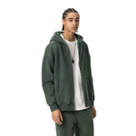 Stone Wash Zip-Front Fleece Hoodie