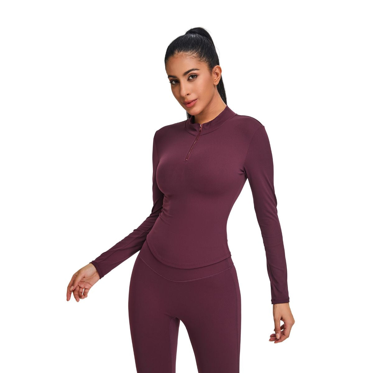 Half-Zip Long-Sleeve Seamless Top