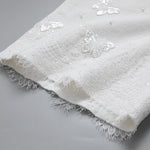 Pearl-embellished Embroidered Butterfly Denim Shorts