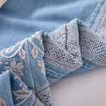 Risen Jeans Raw Hem Ethnic Motif Embroidery Flared Jeans